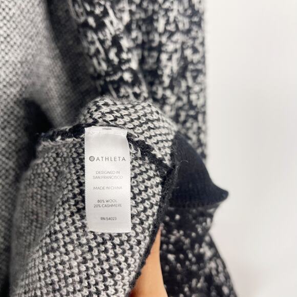 Athleta Small Gray Black Ombre Wythe Wool Cashmere Cardigan Sweater Coat Pocket - Picture 8 of 10